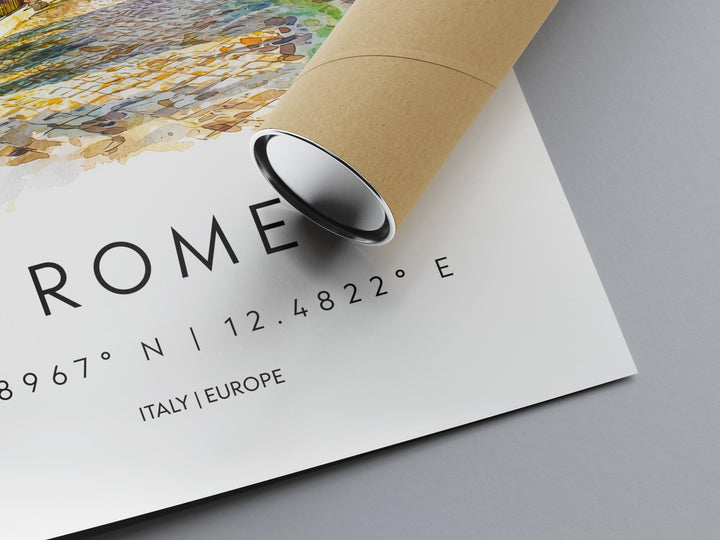 Rome Watercolor Poster Rome Italy Travel Print Wall Art Rome Decor Italian Capital City Art Print Rome Souvenir Gift for Travelers