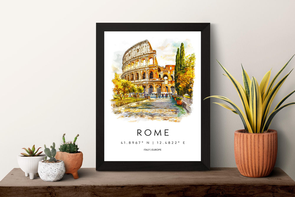Rome Watercolor Poster Rome Italy Travel Print Wall Art Rome Decor Italian Capital City Art Print Rome Souvenir Gift for Travelers