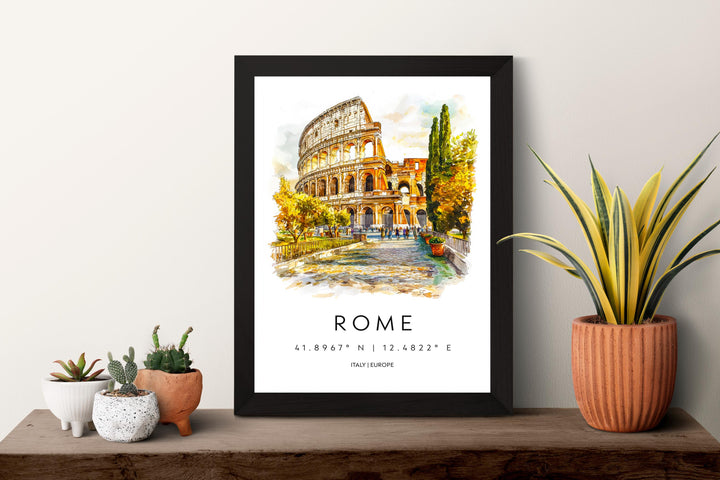 Rome Watercolor Poster Rome Italy Travel Print Wall Art Rome Decor Italian Capital City Art Print Rome Souvenir Gift for Travelers