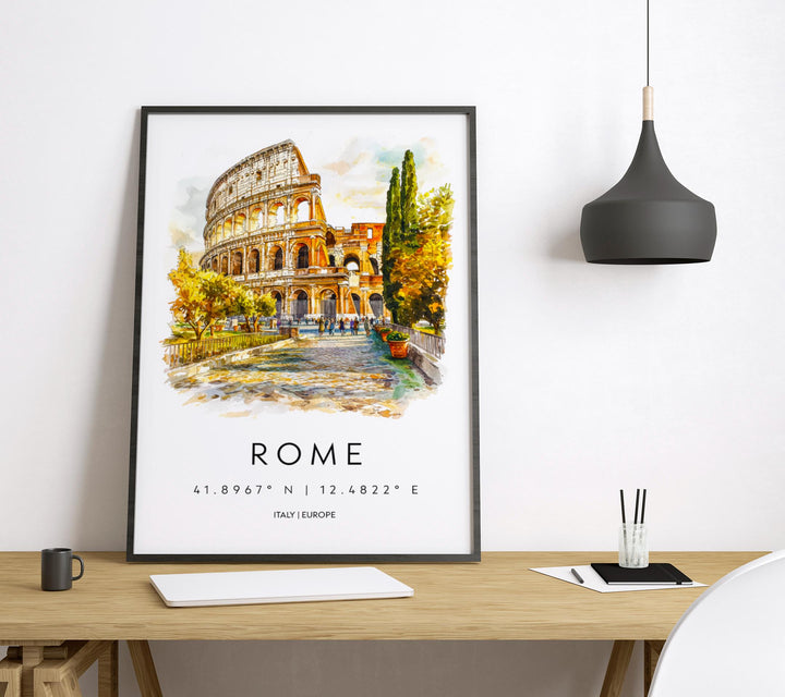Rome Watercolor Poster Rome Italy Travel Print Wall Art Rome Decor Italian Capital City Art Print Rome Souvenir Gift for Travelers