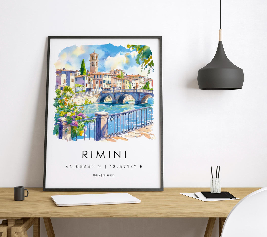 Rimini Watercolor Poster Rimini Italy Travel Print Wall Art Rimini Decor Italian Beach Town Art Print Rimini Souvenir Gift