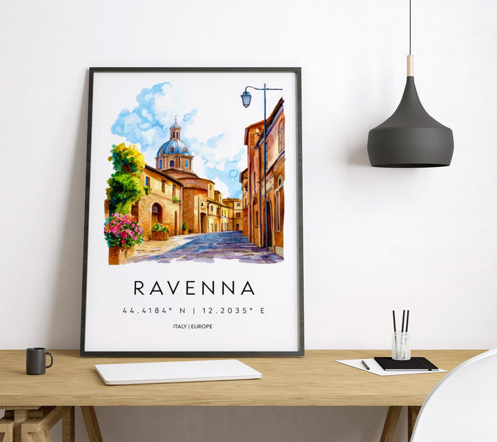 Ravenna Watercolor Poster Ravenna Italy Travel Print Wall Art Ravenna Decor Italian Mosaic City Art Print Ravenna Souvenir Gift