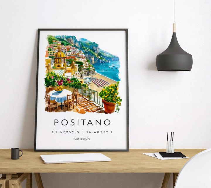 Positano Watercolor Poster Positano Italy Travel Print Wall Art Positano Decor Italian Coast Fine Art Print Positano Souvenir Gift