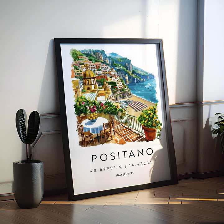 Positano Watercolor Poster Positano Italy Travel Print Wall Art Positano Decor Italian Coast Fine Art Print Positano Souvenir Gift