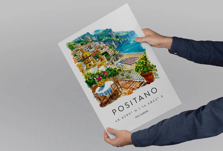 Positano Watercolor Poster Positano Italy Travel Print Wall Art Positano Decor Italian Coast Fine Art Print Positano Souvenir Gift