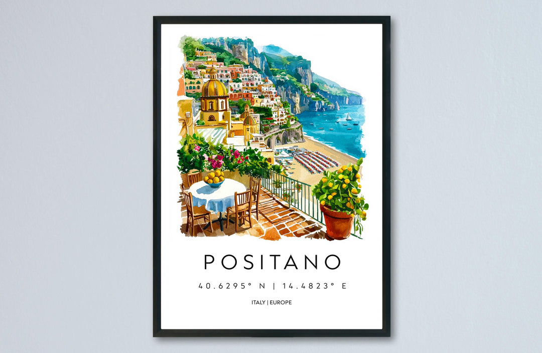 Positano Watercolor Poster Positano Italy Travel Print Wall Art Positano Decor Italian Coast Fine Art Print Positano Souvenir Gift
