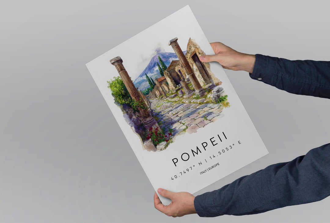 Pompeii Watercolor Poster Pompeii Italy Travel Print Wall Art Pompeii Decor Ancient Roman Ruins Art Print Pompeii Souvenir Gift