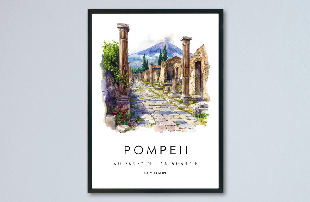 Pompeii Watercolor Poster Pompeii Italy Travel Print Wall Art Pompeii Decor Ancient Roman Ruins Art Print Pompeii Souvenir Gift