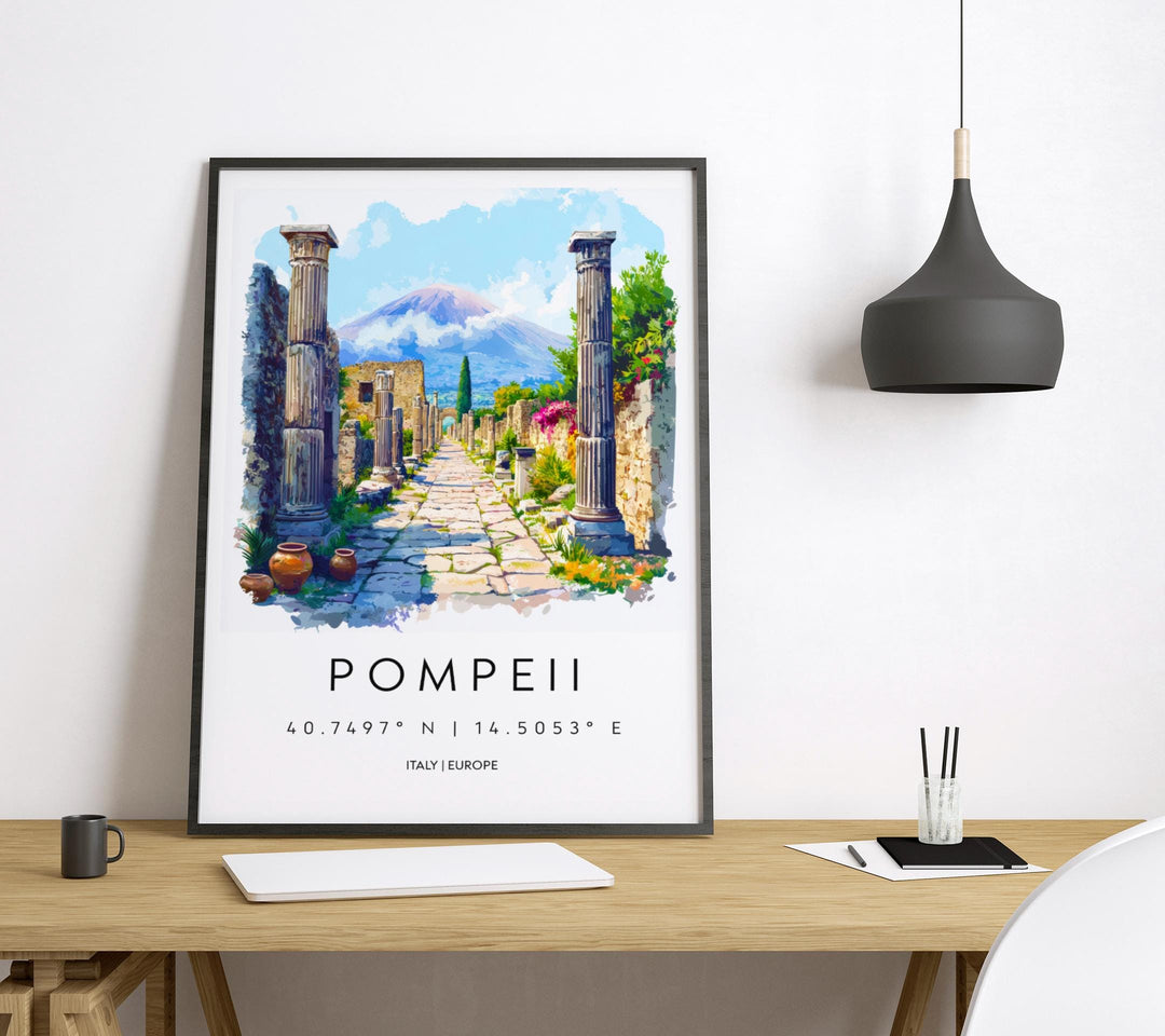 Pompeii Watercolor Poster Pompeii Italy Travel Print Wall Art Pompeii Decor Ancient Roman Ruins Art Print Pompeii Souvenir Gift