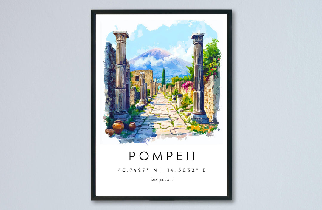 Pompeii Watercolor Poster Pompeii Italy Travel Print Wall Art Pompeii Decor Ancient Roman Ruins Art Print Pompeii Souvenir Gift
