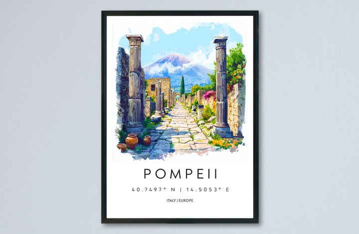 Pompeii Watercolor Poster Pompeii Italy Travel Print Wall Art Pompeii Decor Ancient Roman Ruins Art Print Pompeii Souvenir Gift