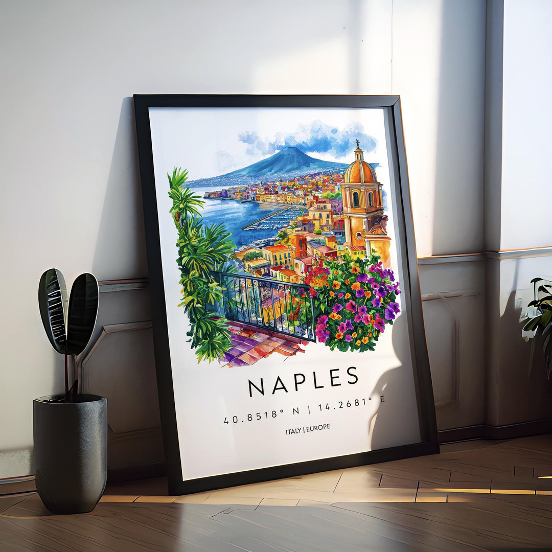 Naples Watercolor Poster Naples Italy Travel Print Wall Art Naples Home Decor Naples Gift Art Lovers Italy Art Naples Cityscape