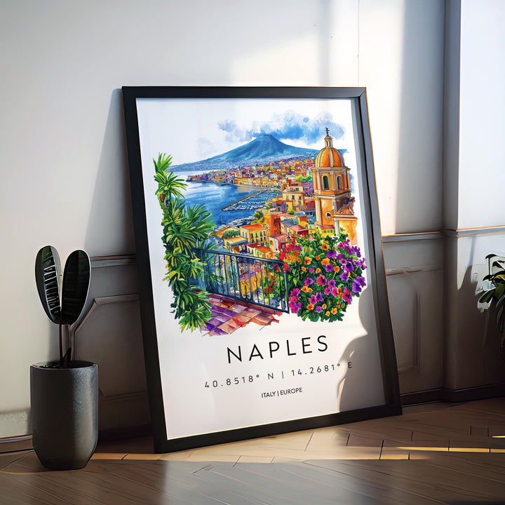 Naples Watercolor Poster Naples Italy Travel Print Wall Art Naples Home Decor Naples Gift Art Lovers Italy Art Naples Cityscape