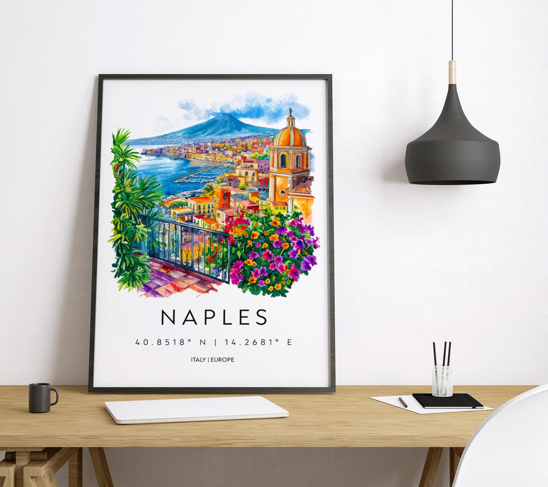 Naples Watercolor Poster Naples Italy Travel Print Wall Art Naples Home Decor Naples Gift Art Lovers Italy Art Naples Cityscape