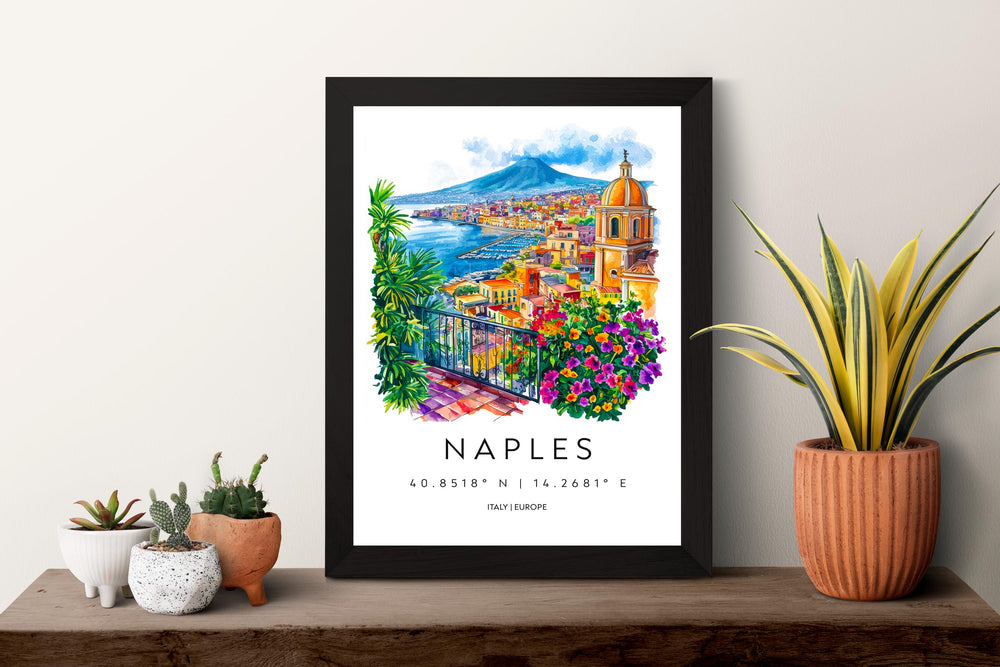 Naples Watercolor Poster Naples Italy Travel Print Wall Art Naples Home Decor Naples Gift Art Lovers Italy Art Naples Cityscape