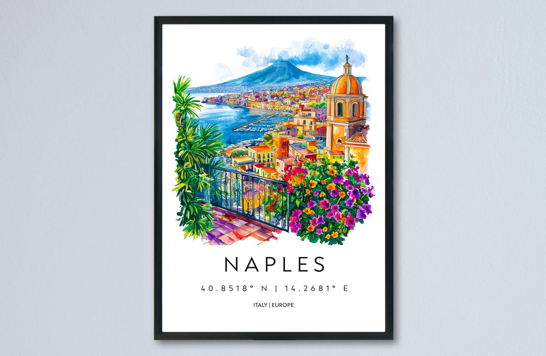 Naples Watercolor Poster Naples Italy Travel Print Wall Art Naples Home Decor Naples Gift Art Lovers Italy Art Naples Cityscape