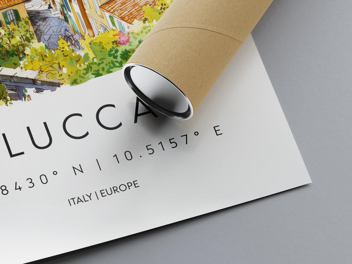 Lucca Watercolor Poster Lucca Italy Travel Print Wall Art Lucca Home Decor Lucca Gift Art Lovers Italy Art Lucca Walled Cityscape