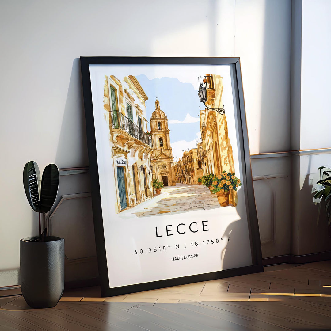Lecce Watercolor Poster Lecce Italy Travel Print Wall Art Lecce Home Decor Lecce Gift Art Lovers Italy Art Lecce Baroque Cityscape