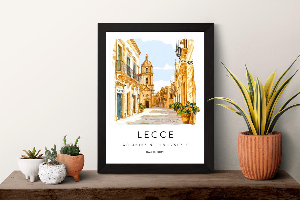 Lecce Watercolor Poster Lecce Italy Travel Print Wall Art Lecce Home Decor Lecce Gift Art Lovers Italy Art Lecce Baroque Cityscape