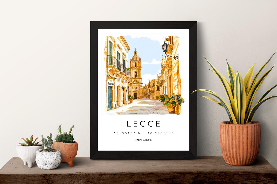Lecce Watercolor Poster Lecce Italy Travel Print Wall Art Lecce Home Decor Lecce Gift Art Lovers Italy Art Lecce Baroque Cityscape