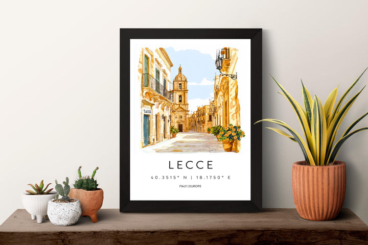 Lecce Watercolor Poster Lecce Italy Travel Print Wall Art Lecce Home Decor Lecce Gift Art Lovers Italy Art Lecce Baroque Cityscape