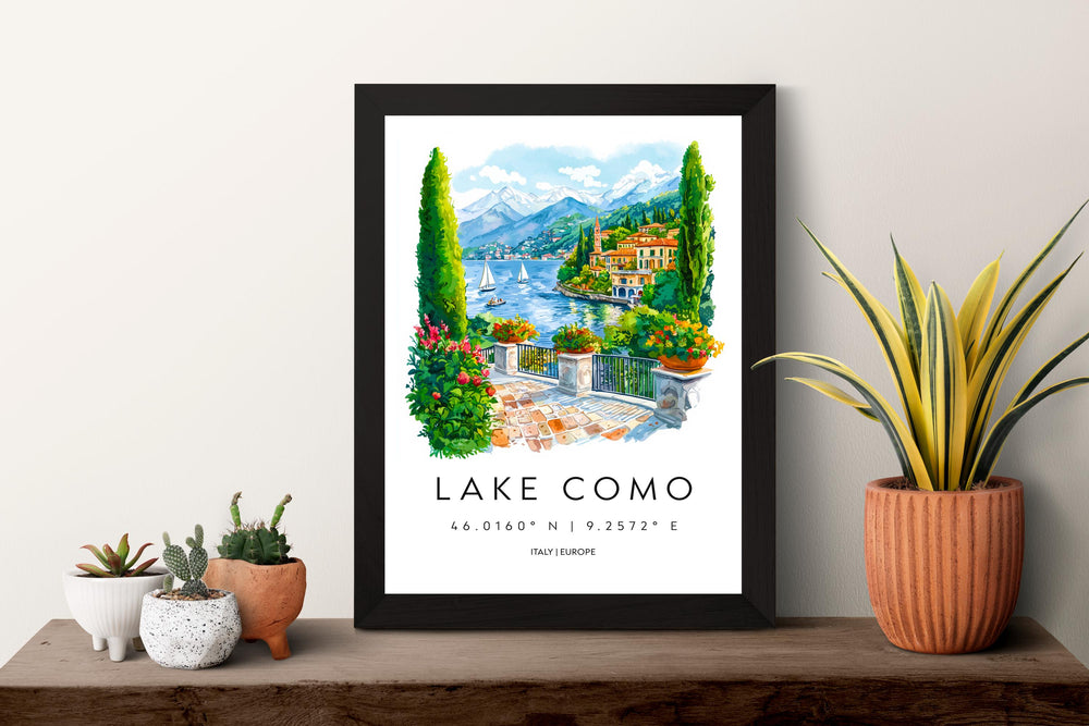 Lake Como Watercolor Poster Lake Como Italy Travel Print Wall Art Lake Como Home Decor Lake Como Gift Art Lovers Italy Art Lake Como