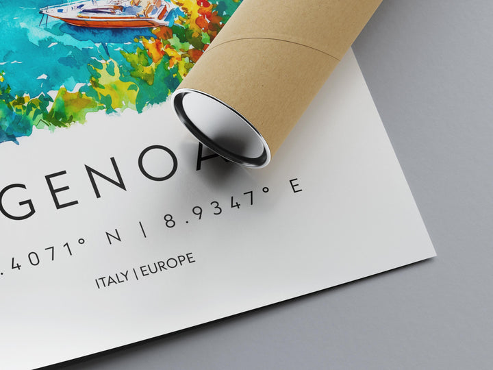 Genoa Watercolor Poster Genoa Italy Travel Print Wall Art Genoa Home Decor Genoa Gift Art Lovers Italy Art Genoa Port Cityscape