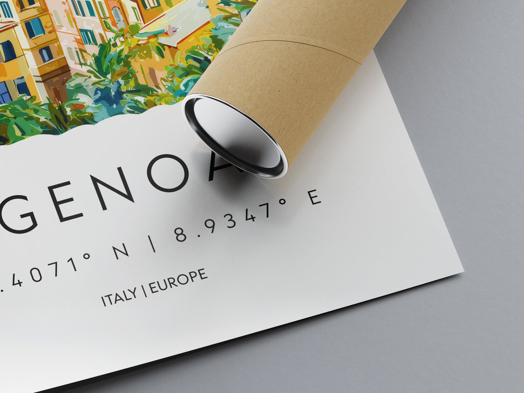 Genoa Watercolor Poster Genoa Italy Travel Print Wall Art Genoa Home Decor Genoa Gift Art Lovers Italy Art Genoa Port Cityscape