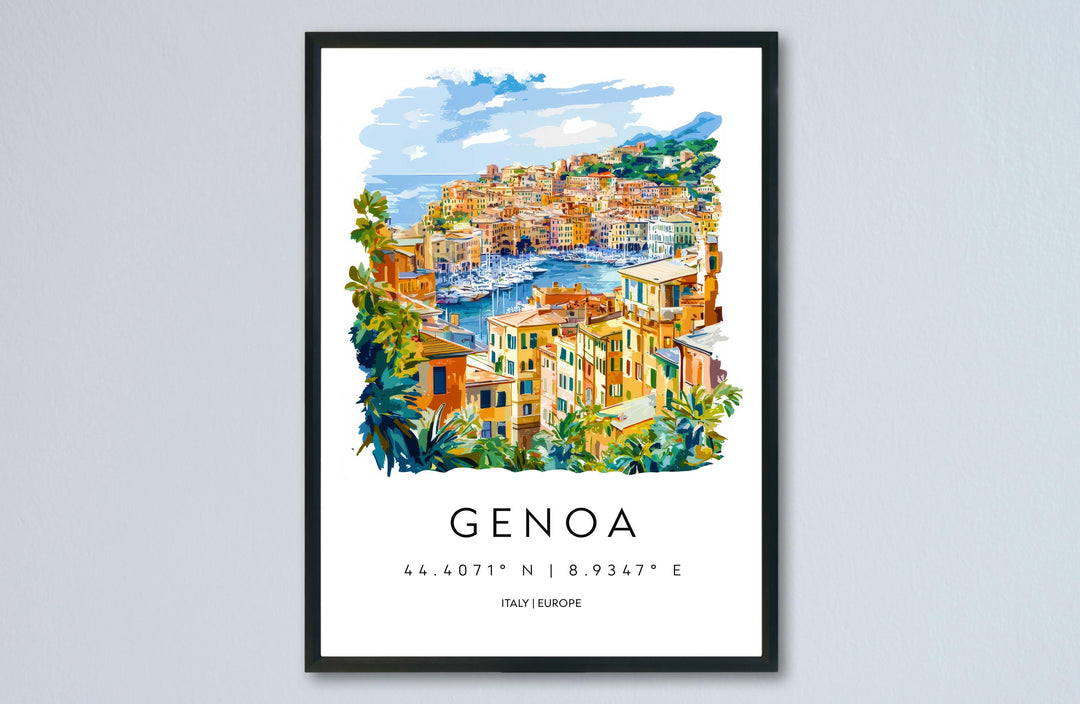 Genoa Watercolor Poster Genoa Italy Travel Print Wall Art Genoa Home Decor Genoa Gift Art Lovers Italy Art Genoa Port Cityscape