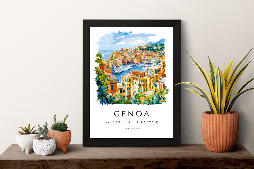 Genoa Watercolor Poster Genoa Italy Travel Print Wall Art Genoa Home Decor Genoa Gift Art Lovers Italy Art Genoa Port Cityscape