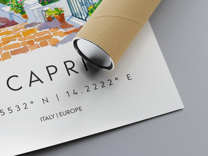 Capri Watercolor Poster Capri Italy Travel Print Wall Art Capri Home Decor Capri Gift Art Lovers Italy Art Capri Island View