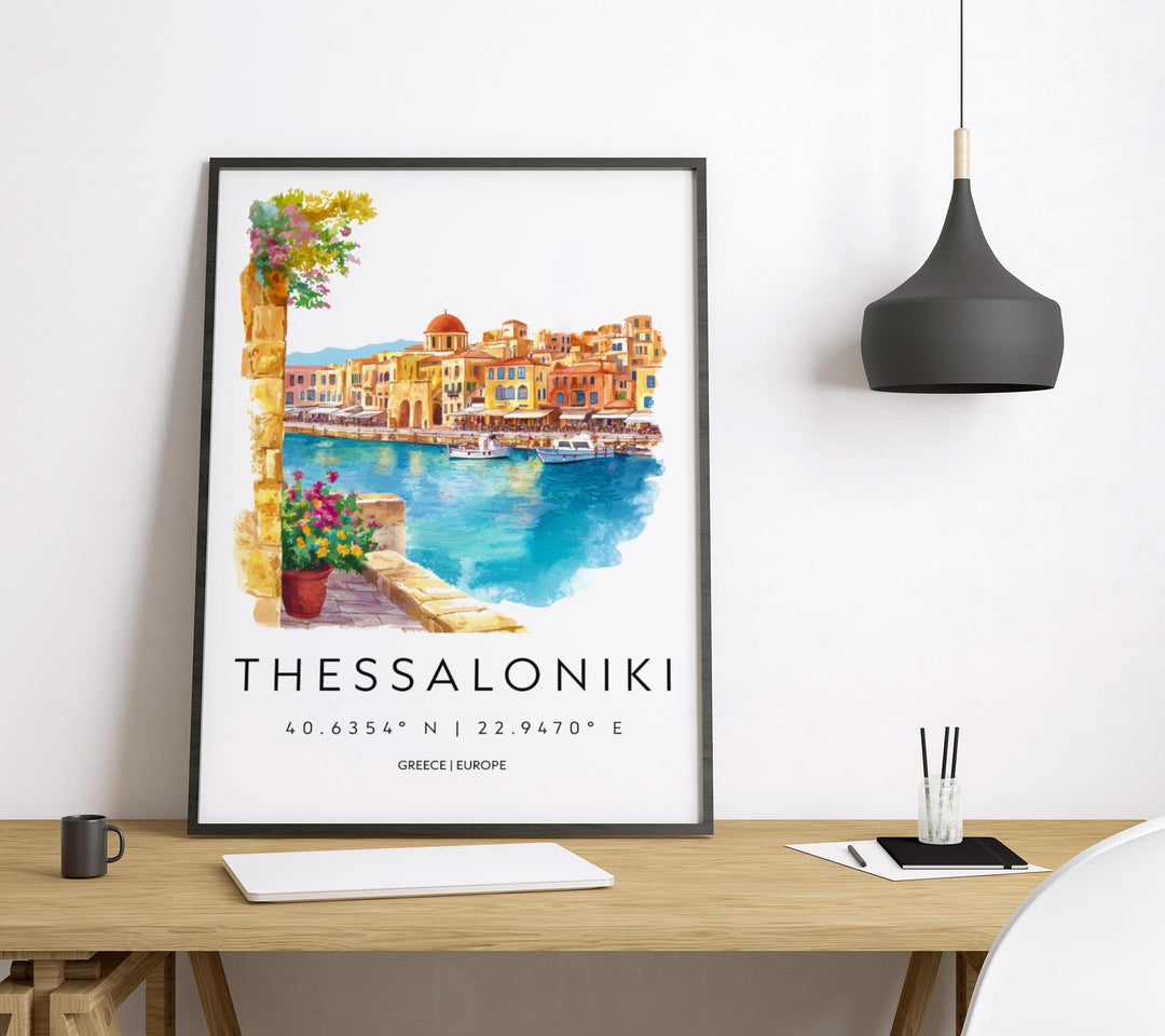 Thessaloniki Watercolor Poster Thessaloniki Greece Travel Print Wall Art Thessaloniki Home Decor Thessaloniki Gift Art Lovers Greece Art