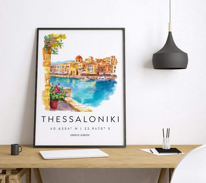 Thessaloniki Watercolor Poster Thessaloniki Greece Travel Print Wall Art Thessaloniki Home Decor Thessaloniki Gift Art Lovers Greece Art