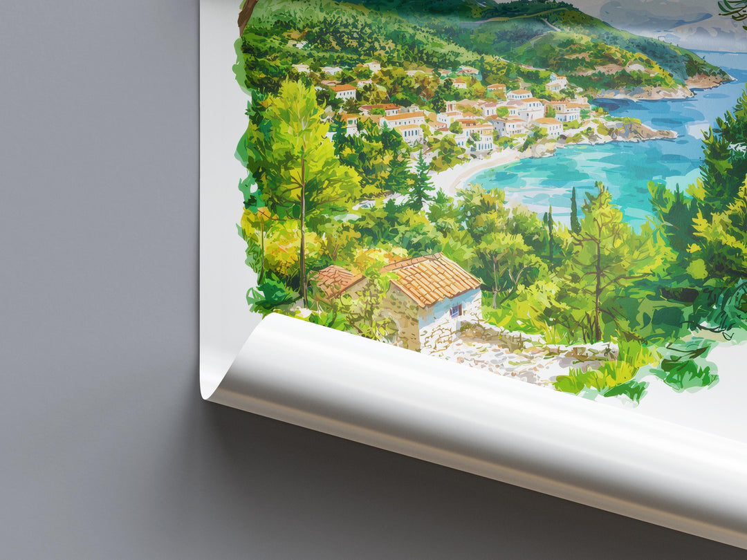 Thassos Watercolor Poster Thassos Greece Travel Print Wall Art Thassos Home Decor Thassos Gift Art Lovers Greece Art Thassos Island