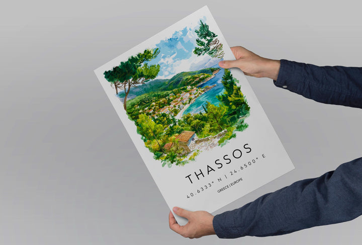 Thassos Watercolor Poster Thassos Greece Travel Print Wall Art Thassos Home Decor Thassos Gift Art Lovers Greece Art Thassos Island