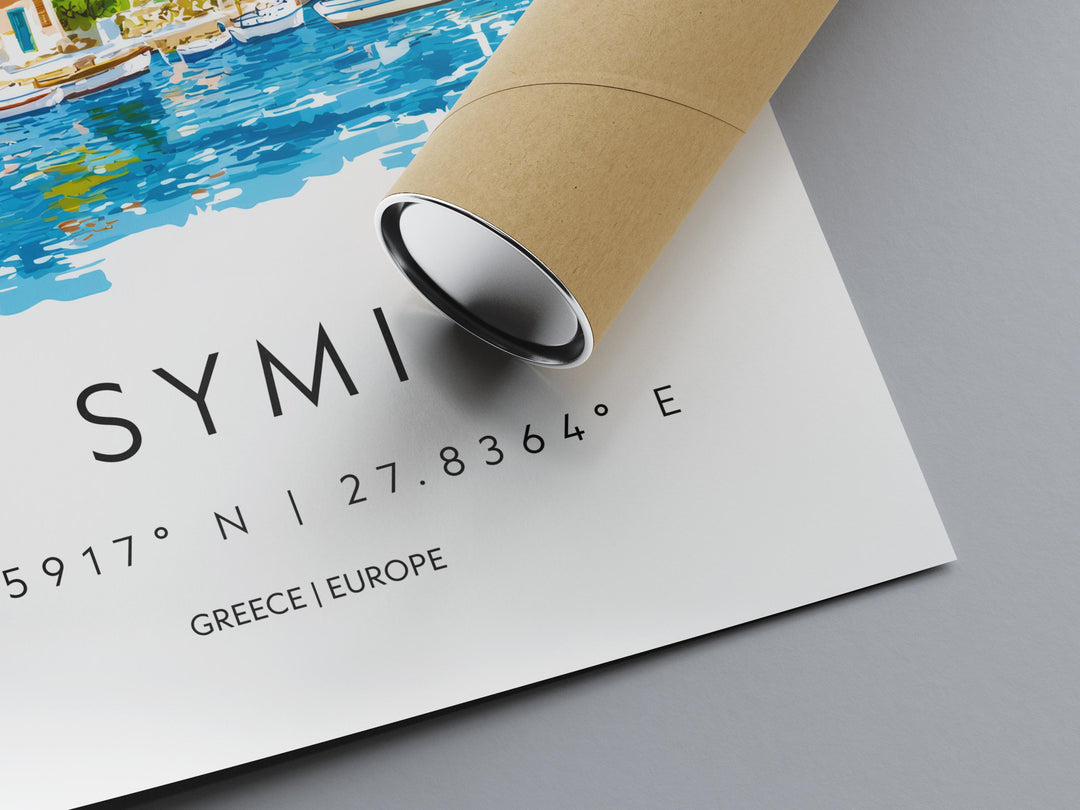 Symi Watercolor Poster Symi Greece Travel Print Wall Art Symi Home Decor Symi Gift Art Lovers Greece Art Symi Island View
