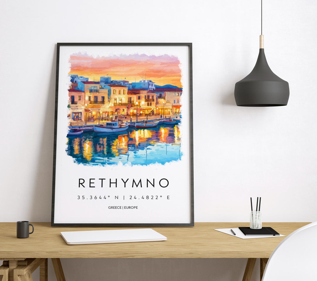 Rethymno Watercolor Poster Rethymno Greece Travel Print Wall Art Rethymno Home Decor Rethymno Gift Art Lovers Greece Art Rethymno Crete