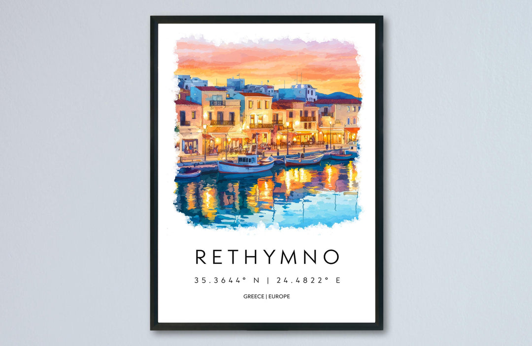 Rethymno Watercolor Poster Rethymno Greece Travel Print Wall Art Rethymno Home Decor Rethymno Gift Art Lovers Greece Art Rethymno Crete
