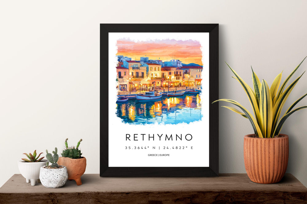 Rethymno Watercolor Poster Rethymno Greece Travel Print Wall Art Rethymno Home Decor Rethymno Gift Art Lovers Greece Art Rethymno Crete