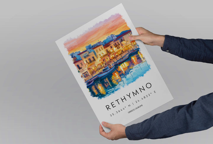 Rethymno Watercolor Poster Rethymno Greece Travel Print Wall Art Rethymno Home Decor Rethymno Gift Art Lovers Greece Art Rethymno Crete