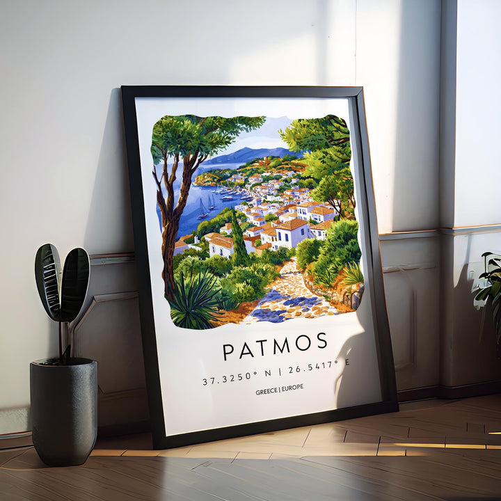 Patmos Watercolor Poster Patmos Greece Travel Print Wall Art Patmos Home Decor Patmos Gift Art Lovers Greece Art Patmos Island
