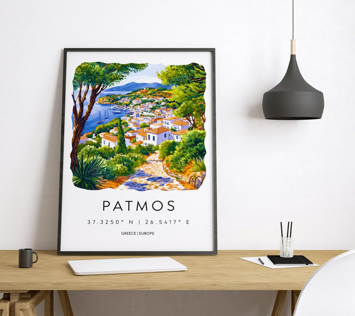 Patmos Watercolor Poster Patmos Greece Travel Print Wall Art Patmos Home Decor Patmos Gift Art Lovers Greece Art Patmos Island