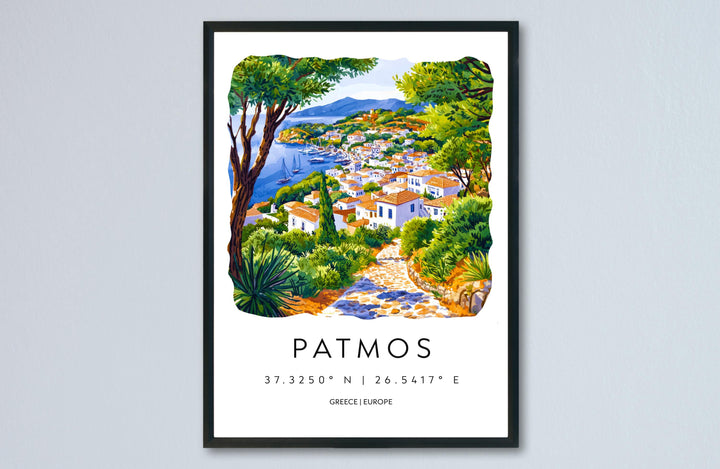 Patmos Watercolor Poster Patmos Greece Travel Print Wall Art Patmos Home Decor Patmos Gift Art Lovers Greece Art Patmos Island