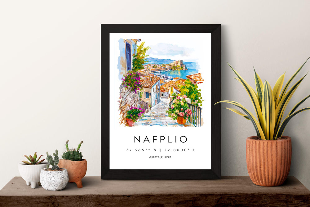 Nafplio Watercolor Poster Nafplio Greece Travel Print Wall Art Nafplio Home Decor Nafplio Gift Art Lovers Greece Art Nafplio Castle