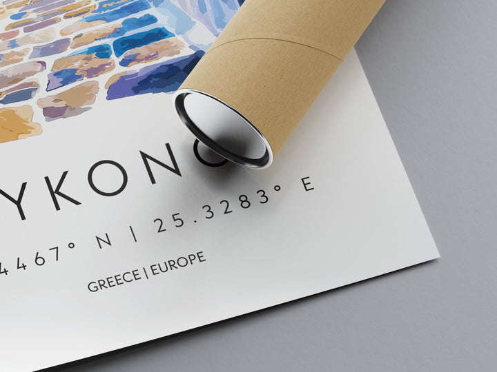 Mykonos Watercolor Poster Mykonos Greece Travel Print Wall Art Mykonos Home Decor Mykonos Gift Art Lovers Greece Art Mykonos Island