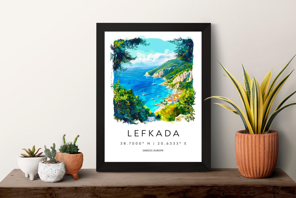 Lefkada Watercolor Poster Lefkada Greece Travel Print Wall Art Lefkada Home Decor Lefkada Gift Art Lovers Greece Art Lefkada Island