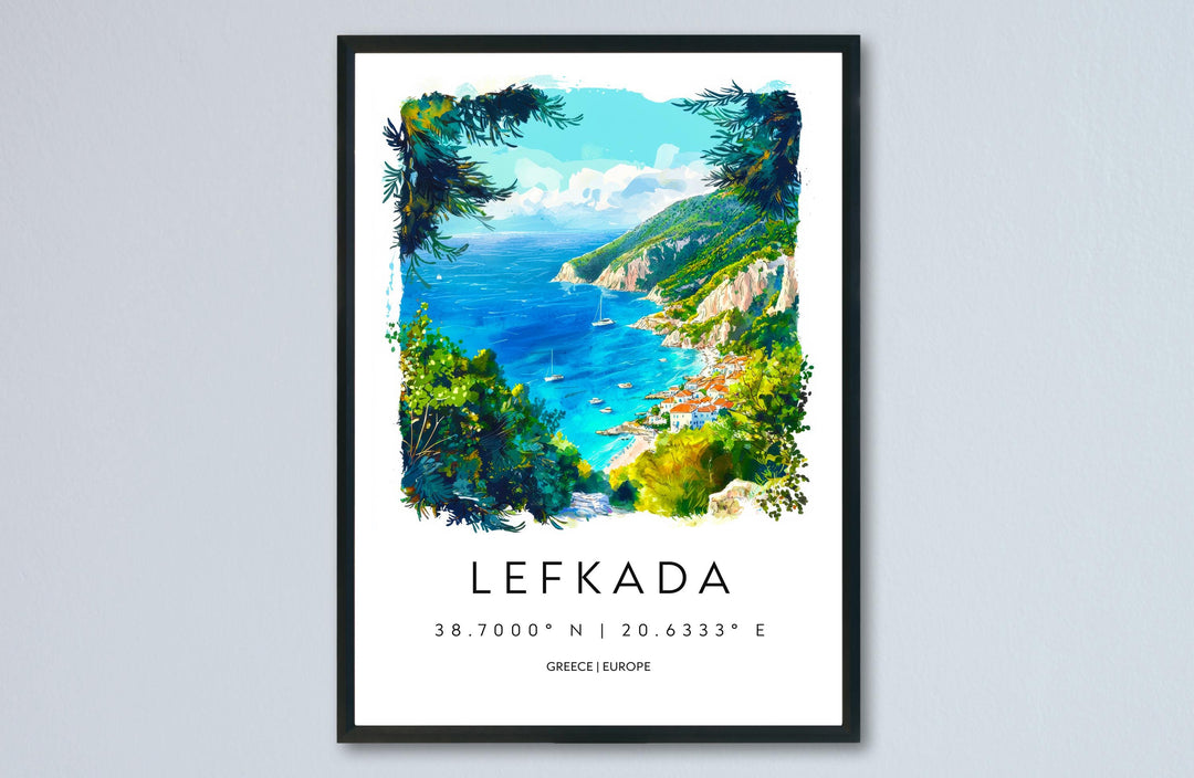 Lefkada Watercolor Poster Lefkada Greece Travel Print Wall Art Lefkada Home Decor Lefkada Gift Art Lovers Greece Art Lefkada Island