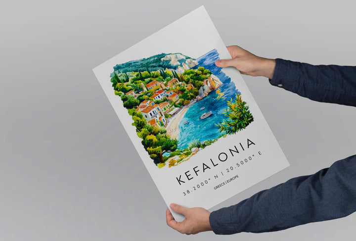 Kefalonia Watercolor Poster Kefalonia Greece Travel Print Wall Art Kefalonia Home Decor Kefalonia Gift Art Lovers Greece Art Kefalonia