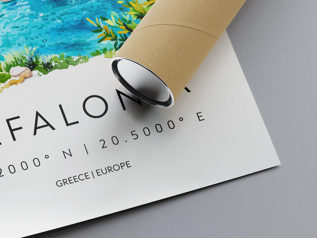 Kefalonia Watercolor Poster Kefalonia Greece Travel Print Wall Art Kefalonia Home Decor Kefalonia Gift Art Lovers Greece Art Kefalonia