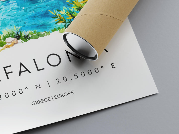 Kefalonia Watercolor Poster Kefalonia Greece Travel Print Wall Art Kefalonia Home Decor Kefalonia Gift Art Lovers Greece Art Kefalonia